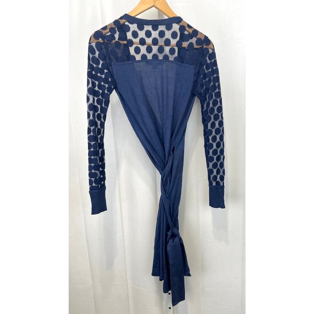 DIANE VON FURSTENBERG DVF Linda Silk Wrap Dress Lace Polka Dot Blue Size P XS - Picture 3 of 8